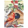 Recinto 30 x 44 in. Redbird Winter Birdhouse Printed Garden Flag - Large RE2944002